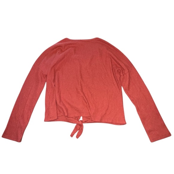 Paper Crane Orange Long Sleeve Tie Front Crop Top - Picture 6 of 6